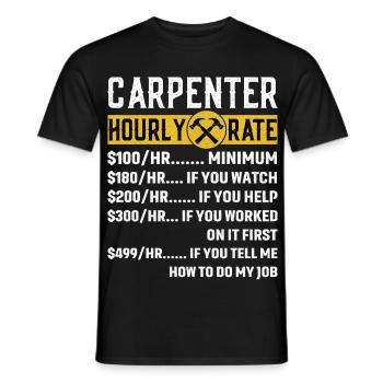 Vintage Carpenter Apparel Woodworking Hourly Rate - Men's T-Shirt - black - Front - AI Model Male 178 light (178cm)