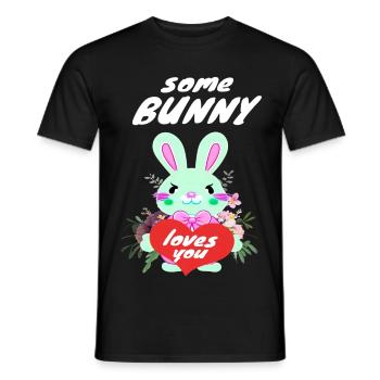 cute easter bunny in love - Men's T-Shirt - black - Front - AI Model Male 178 light (178cm)