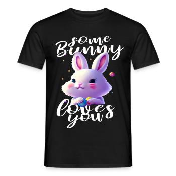 mignon lapin de Pâques vous aime - T-shirt homme - noir - Devant - AI Model Male 178 light (178cm)