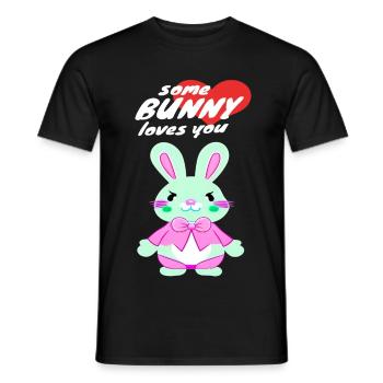 doux lapin de Pâques avec message d’amour - T-shirt homme - noir - Devant - AI Model Male 178 light (178cm)