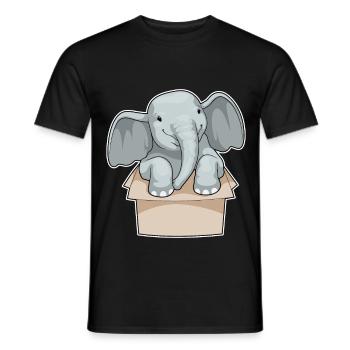 Boîte en carton d’éléphant - T-shirt homme - noir - Devant - AI Model Male 178 light (178cm)