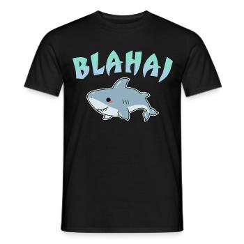 blåhaj - T-shirt Blahaj Love - - T-shirt homme - noir - Devant - AI Model Male 178 light (178cm)