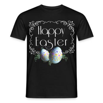 Happy Easter lettering with Easter eggs - Men's T-Shirt - black - Front - AI Model Male 178 light (178cm)