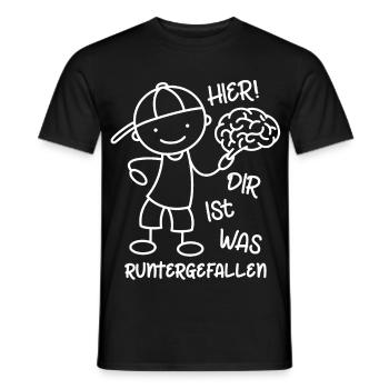 Hier! Dir ist was runtergefallen! Gehirn - Männer T-Shirt - Schwarz - Vorne - AI Model Male 178 light (178cm)