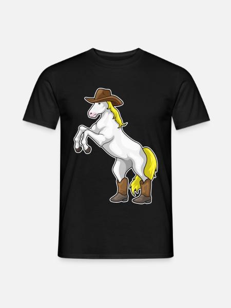 Pferd Cowboy Cowboystiefel - Männer T-Shirt - Schwarz