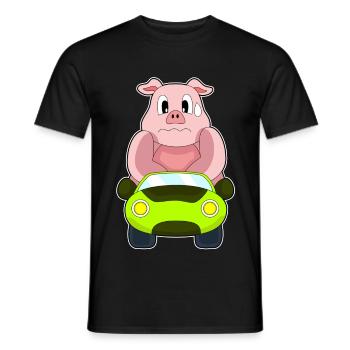 Pig Car - Men's T-Shirt - black - Front - AI Model Male 178 light (178cm)