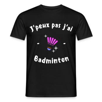 J Peux pas j ai Badminton - T-shirt homme - noir - Devant - AI Model Male 178 light (178cm)