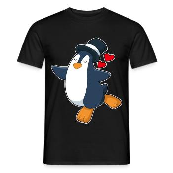 Pinguin Bräutigam Zylinder Hochzeit - Männer T-Shirt - Schwarz - Vorne - AI Model Male 178 light (178cm)