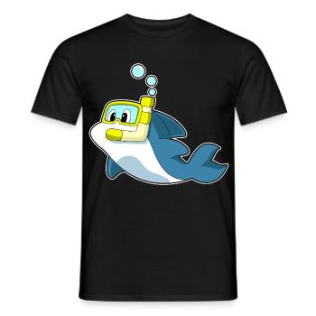 Plongée en apnée avec plongeur de dauphins - T-shirt homme - noir - Devant - AI Model Male 178 light (178cm)