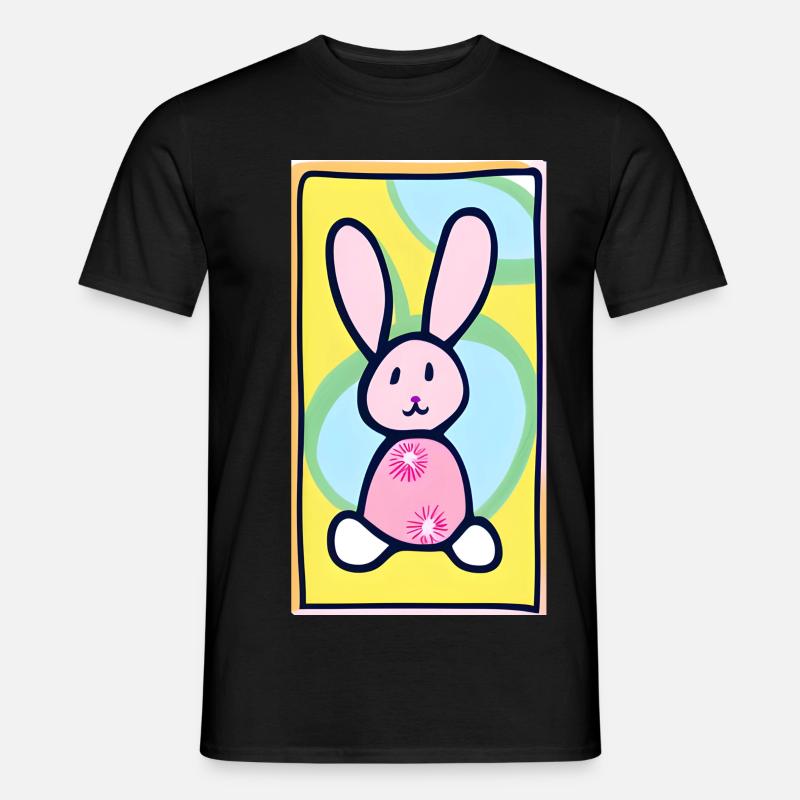 Pastel Bunny Easter Bunny on Yellow Background - Men’s T-shirt - black