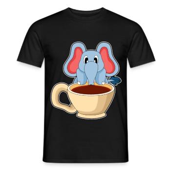 Elefant Tasse Kaffee - Männer T-Shirt - Schwarz - Vorne - AI Model Male 178 light (178cm)
