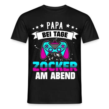 Gamer Papa - Geschenk für Gamer zum Vatertag - Männer T-Shirt - Schwarz - Vorne - AI Model Male 178 light (178cm)