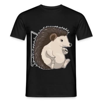 Canne à pêche Pêcheur hérisson Canne à pêche - T-shirt homme - noir - Devant - AI Model Male 178 light (178cm)