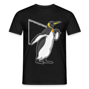 Pinguin Angler Angelrute Angeln - Männer T-Shirt - Schwarz - Vorne - AI Model Male 178 light (178cm)