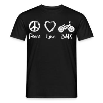 Peace Love BMX - Men's T-Shirt - black - Front - AI Model Male 178 light (178cm)