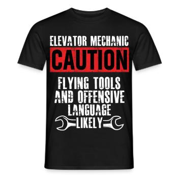 Mécanicien d’ascenseur Technicien d’outils volants - T-shirt homme - noir - Devant - AI Model Male 178 light (178cm)