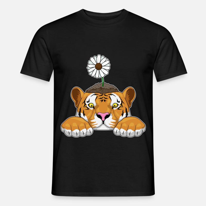 Tiger Gänseblümchen - Männer T-Shirt - Schwarz