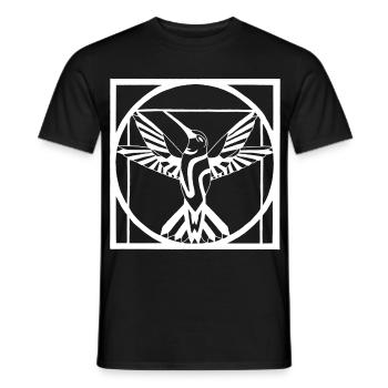Vitruvian white bird - Men's T-Shirt - black - Front - AI Model Male 178 light (178cm)