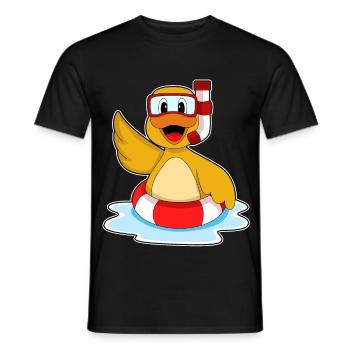 Duck Swimming Swim Ring Summer - Men's T-Shirt - black - Front - AI Model Male 178 light (178cm)