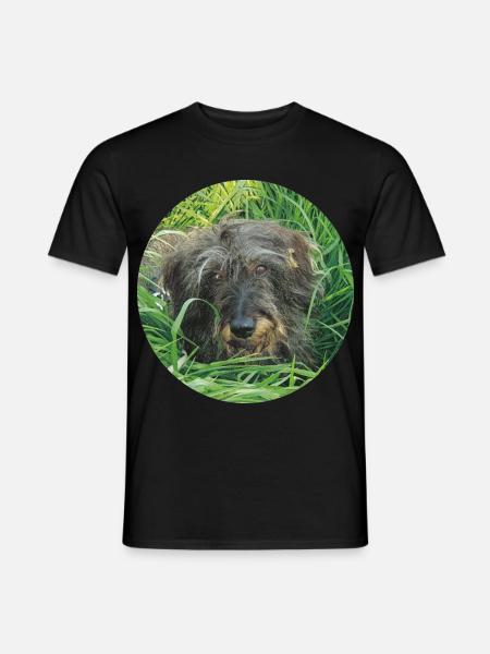 Teckel aux poils durs mignon, réaliste - teckel - T-shirt homme - noir