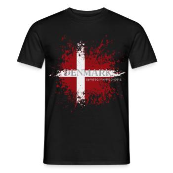 Flag of Denmark grunge, Danish pride - Men's T-Shirt - black - Front - AI Model Male 178 light (178cm)