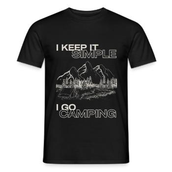 I keep it simple i go camping tent mountains outdoor - Men's T-Shirt - black - Front - AI Model Male 178 light (178cm)