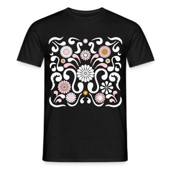 Blumenfest l Weiß, Rosa und Gelb - Männer T-Shirt - Schwarz - Vorne - AI Model Male 178 light (178cm)
