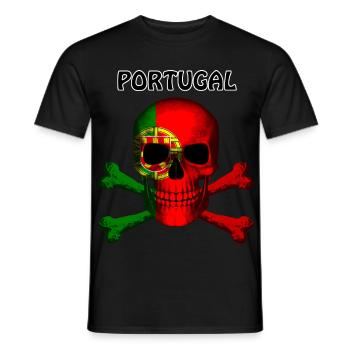 Skull Jolly Roger Pirate Flag Portugal R6Z - Männer T-Shirt - Schwarz - Vorne - AI Model Male 178 light (178cm)