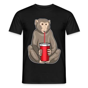 Affe Becher to go - Männer T-Shirt - Schwarz - Vorne - AI Model Male 178 light (178cm)