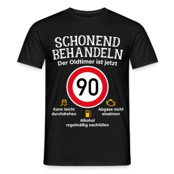 90. Geburtstag Schonend Behandeln Oldtimer Ist 90 - Männer T-Shirt - Schwarz - Vorne - AI Model Male 178 light (178cm)