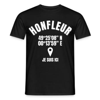 Honfleur, Normandie, côte fleurie - T-shirt homme - noir - Devant - AI Model Male 178 light (178cm)