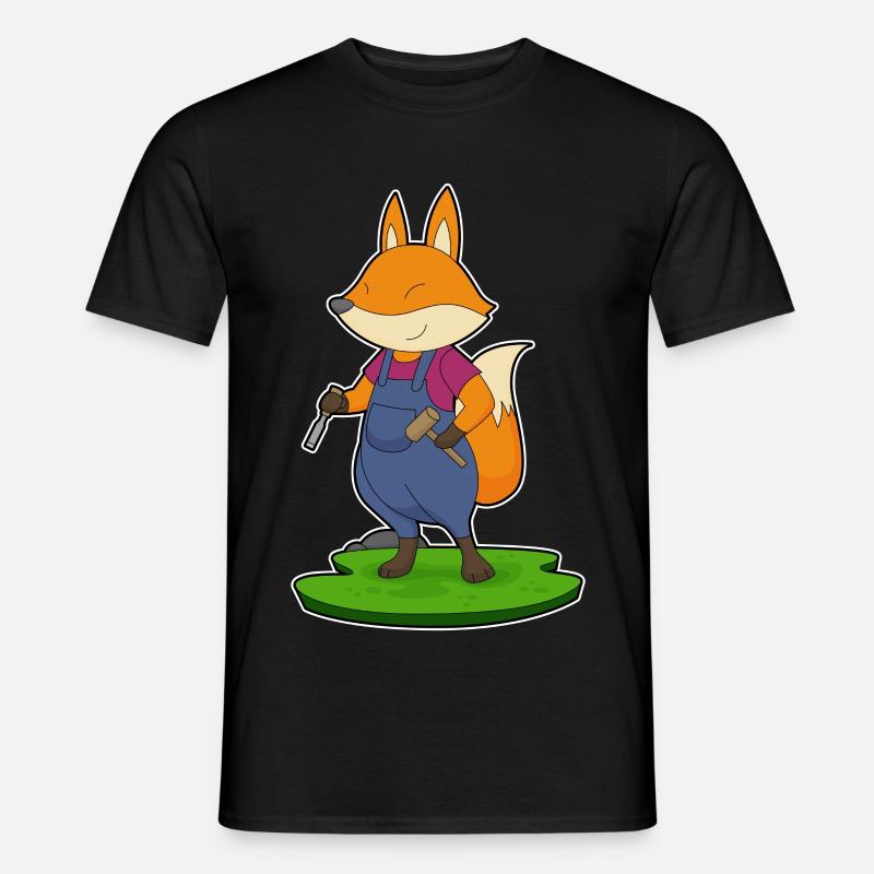 Fuchs Handwerker Hammer Meißel - Männer T-Shirt - Schwarz