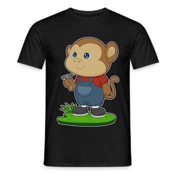 Affe Handwerker Hammer Handwerk - Männer T-Shirt - Schwarz - Vorne - AI Model Male 178 light (178cm)