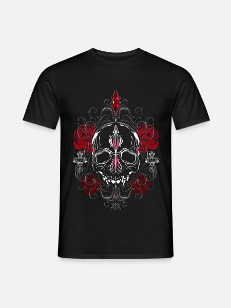 Skull with Red Roses Gothic Aesthetics - Men's T-Shirt - black