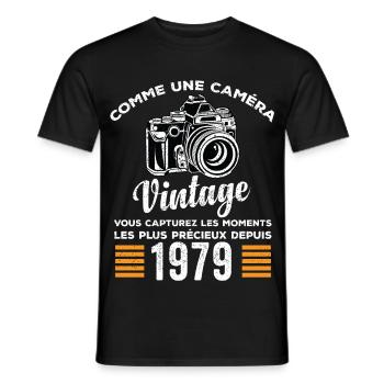 Caméra vintage 1979 cadeau anniversaire humour - T-shirt homme - noir - Devant - AI Model Male 178 light (178cm)