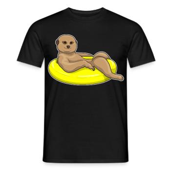 Été de la nage dans le ring de natation de suricate - T-shirt homme - noir - Devant - AI Model Male 178 light (178cm)