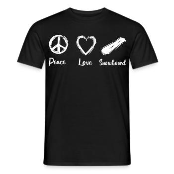 Peace Love Snowboard - Männer T-Shirt - Schwarz - Vorne - AI Model Male 178 light (178cm)