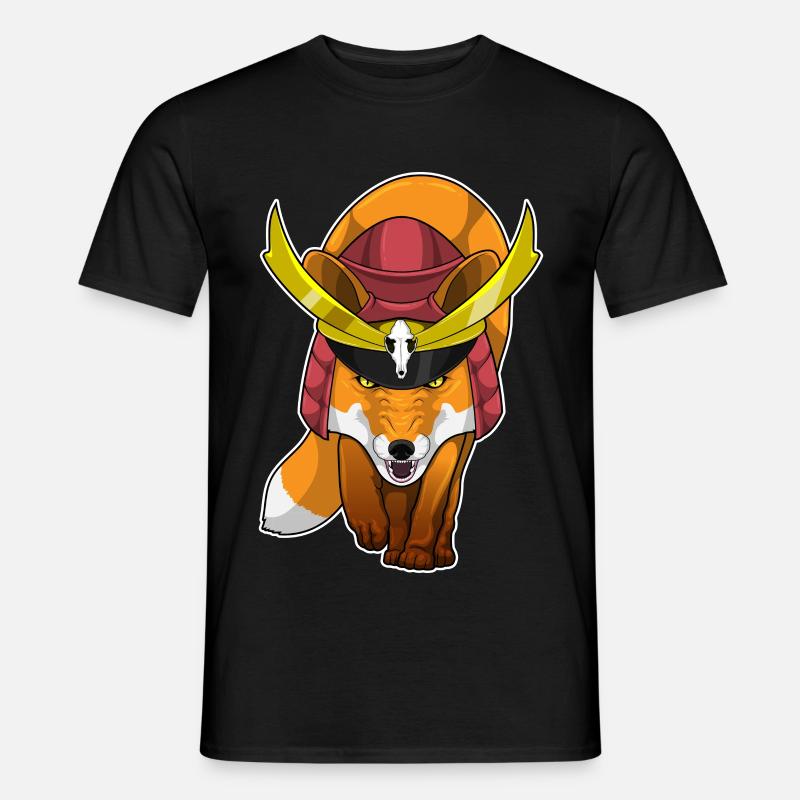 Fuchs Samurai Kampfkunst - Männer T-Shirt - Schwarz