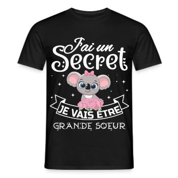 J'ai un secret, Je vais être Grande Soeur Annonce - T-shirt homme - noir - Devant - AI Model Male 178 light (178cm)