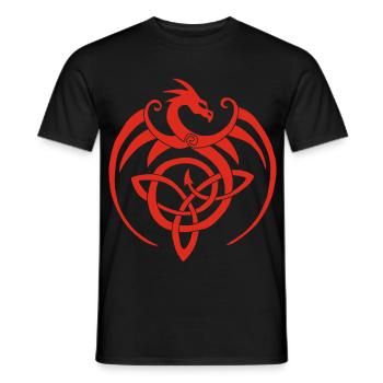 Roter Drache und keltisches Symbol - Männer T-Shirt - Schwarz - Vorne - AI Model Male 178 light (178cm)