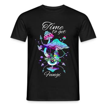 Neon Magic Mushrooms Eye Fungi Art - Men's T-Shirt - black - Front - AI Model Male 178 light (178cm)