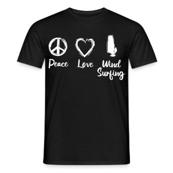 Peace Love Wind Surfing - Men's T-Shirt - black - Front - AI Model Male 178 light (178cm)