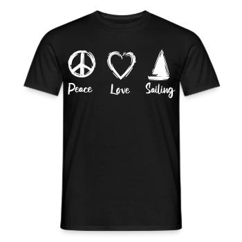 Peace Love Sailing - Männer T-Shirt - Schwarz - Vorne - AI Model Male 178 light (178cm)