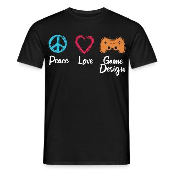 Peace Love Game Design - Männer T-Shirt - Schwarz - Vorne - AI Model Male 178 light (178cm)