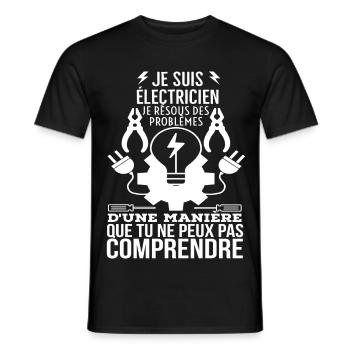 Électricien: Problèmes Incompris - T-shirt homme - noir - Devant - AI Model Male 178 light (178cm)