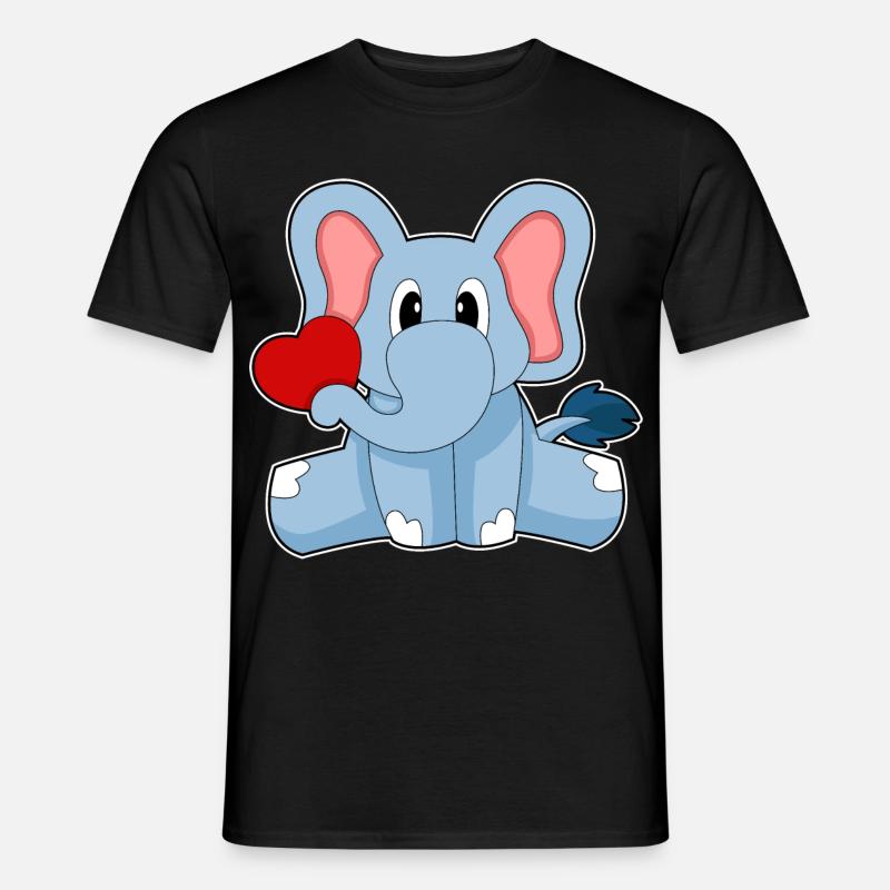 Elefant Herz - Männer T-Shirt - Schwarz