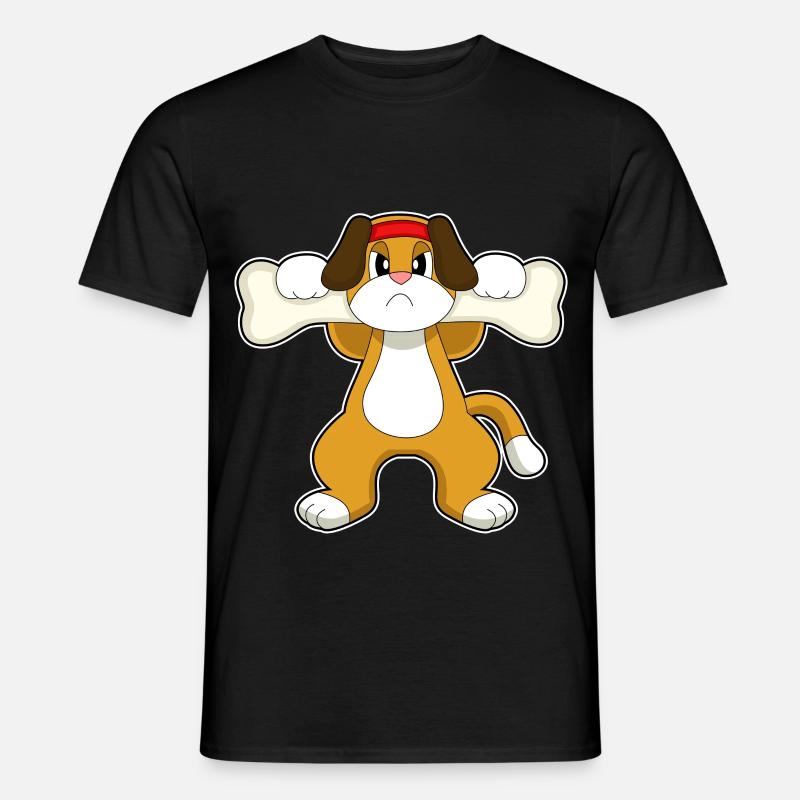 Hund Bodybuilder Knochen - Männer T-Shirt - Schwarz