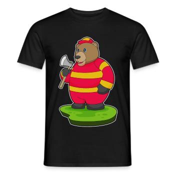 Bär Feuerwehrmann Axt Feuerwehr - Männer T-Shirt - Schwarz - Vorne - AI Model Male 178 light (178cm)