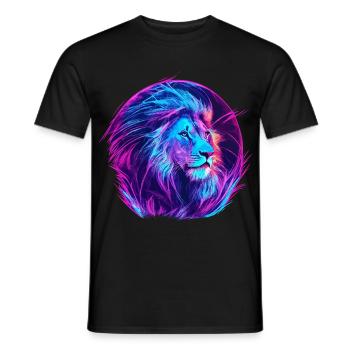 Lion Vaporwave EDM - Men's T-Shirt - black - Front - AI Model Male 178 light (178cm)