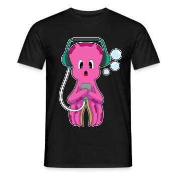 Octopus Headphones Musique - T-shirt homme - noir - Devant - AI Model Male 178 light (178cm)